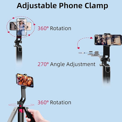 WOVTE 71" Selfie Stick with 2 Lights, Extendable Stand for iPhone, Selfie Stick with Remote, Portable Phone Tripod for Cell Phone Compatible with iPhone/Android, Camera & GoPro
