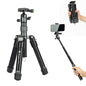 Fotopro Mini Tripod with Ball Head Phone Mount Detachable Selfie Stick Folded only 8.6" Max Load up to 6.6 lbs FY-810 Black