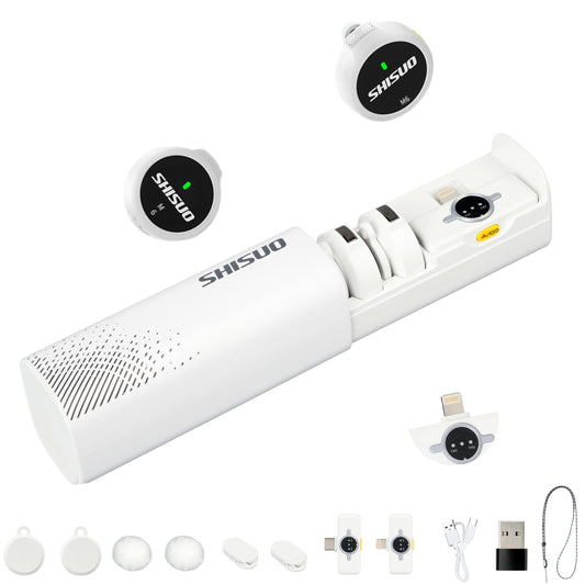 SHISUO Wireless Microphone for iPhone Android, Magnetic Lavalier Lapel Mic