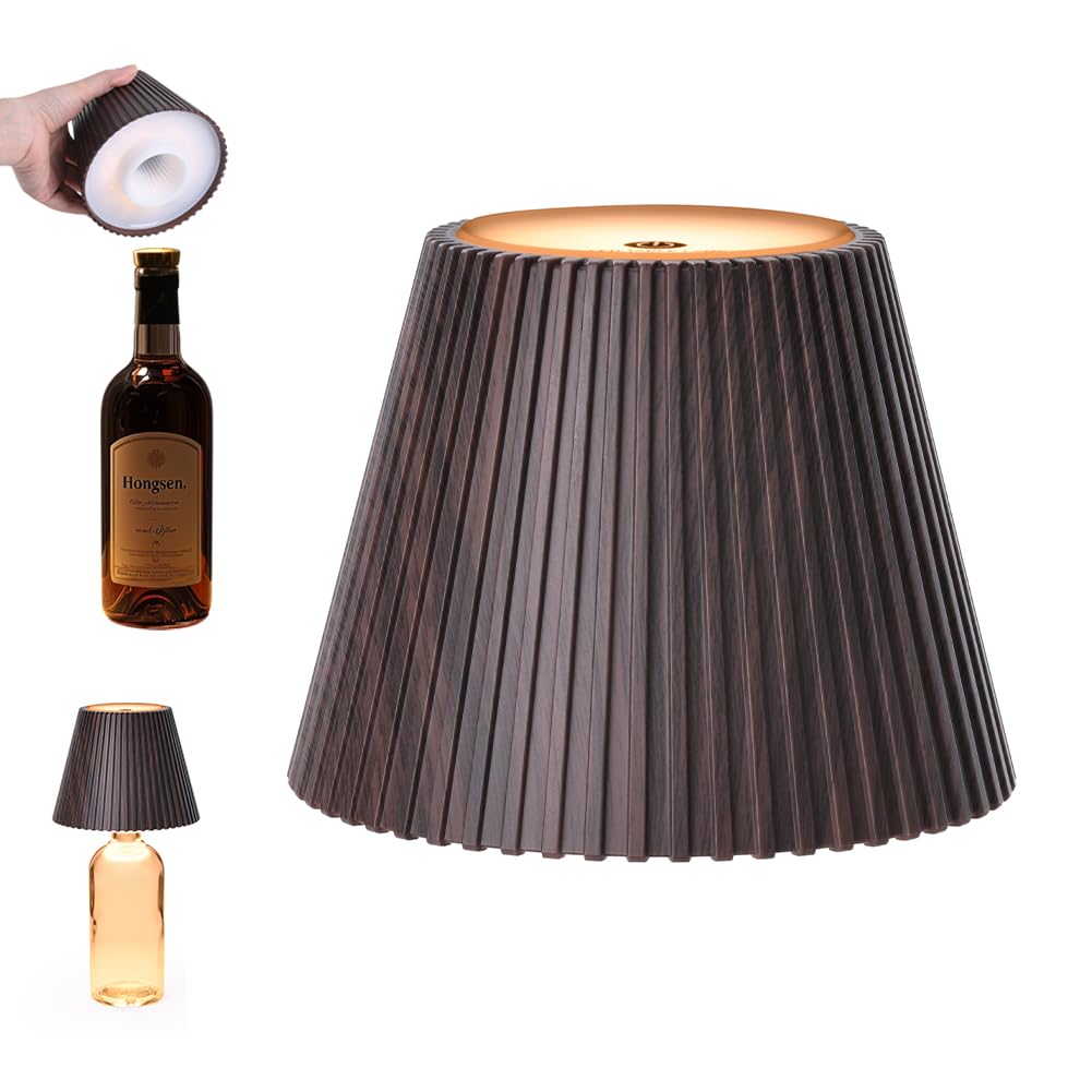 WILIT Wireless Bottle Lamp for Liquor Bottles, 3-Level Brightness LED Night Lights, Wine Lamp for Home Decor, Unique Table Lamp with RGB Lights, Rechargeable Bottle Lights for Bedroom, Black