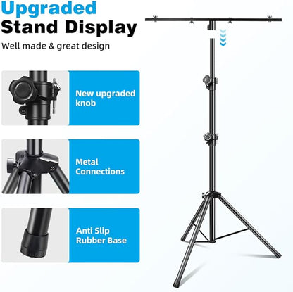 DJ Stand, T-Bar Tripod Stage Lights Stand Portable and Adjustable 49-114 Inch Heavy Duty for Stage, Bar, Par Light