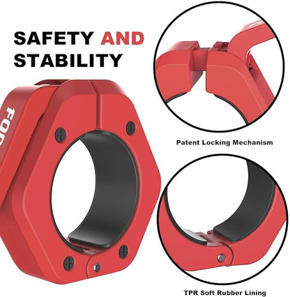 Magnetic Barbell Clamps 2 Inch Olympic – Quick Release Barbell Collars with Anti-Slip TPR Lining | Heavy Duty Weight Clips for Bars for Pro Gym Equipment