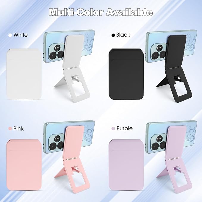 Phone Stand, Foldable Magnetic Phone Tripod, Angle Adjustment & Strong Magnets PU Leather Phone Stand, Compatible with All Smart Phone 16/15/14/13/12 (White)