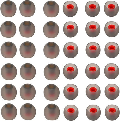 36 Pieces Medium Earbud Tips Soft and Comfortable Ear Bud Replacement Pieces Silicone Fit Most in-Ear Headphones，Inner Hole 3.8mm -5.5mm，Medium Black and Red Earbud Replacement Tips