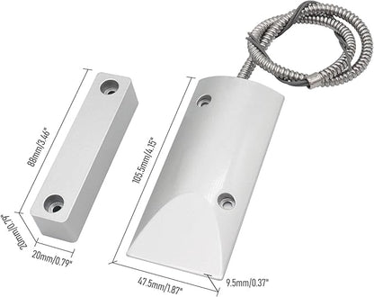 Magnetic Reed Switch Wired Surface Mount Normally Open NO Contact Sensor Alarm Magnetic Door Switch with 2 Wires, Zinc Alloy Sliver, OC-60