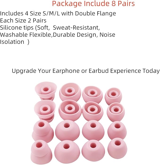 Replacement Ear Tips for Beats Urbeats2.0 Tour2.0 ibeats Beats x, Beats Flex Secure Fit for Powerbeats Pro Silicone Earbuds Washable Sweat-Resistant Noise Isolation 8 Pairs (Coral Pink)
