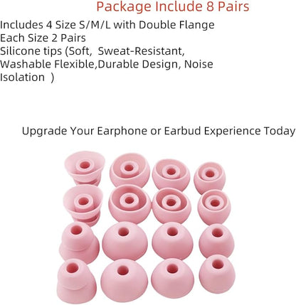 Replacement Ear Tips for Beats Urbeats2.0 Tour2.0 ibeats Beats x, Beats Flex Secure Fit for Powerbeats Pro Silicone Earbuds Washable Sweat-Resistant Noise Isolation 8 Pairs (Coral Pink)