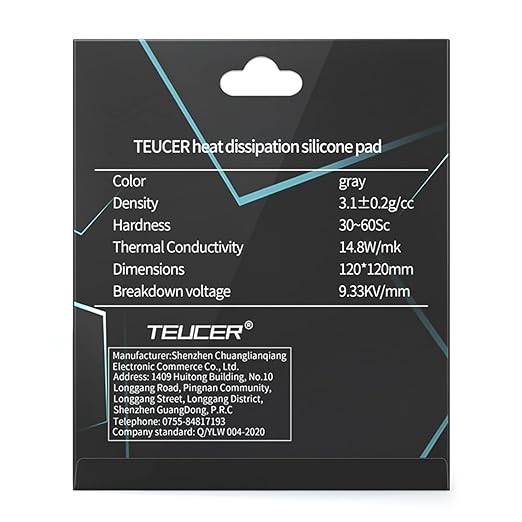 Thermal Pad 14.8 W/mK, 120x120x3mm, Non Conductive Heat Resistance High Temperature Resistance, Silicone Thermal Pads for Laptop Heatsink GPU CPU LED Cooler (3mm)