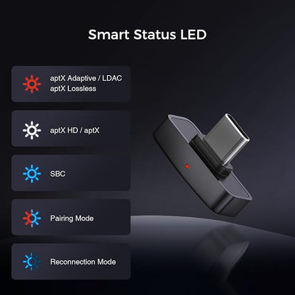 QCC Dongle Pro USB-C Bluetooth Adapter, Bluetooth 5.4 Audio Adapter with LDAC,aptX Lossless&aptX-Adaptive,Low Latency Wireless Lossless Transmitter to Connect Wireless Headphones & Earbuds