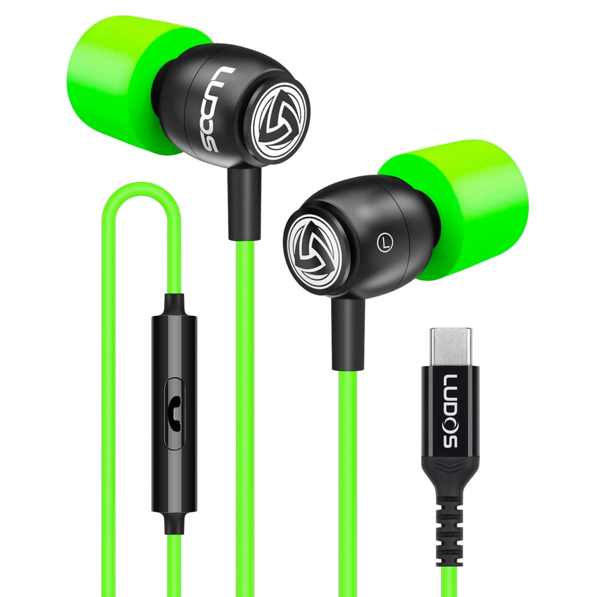 LUDOS Clamor Wired Earbuds in-Ear Headphones, 5 Years Warranty, Earphones with Microphone, Noise Isolating Ear Buds, Memory Foam for iPhone, Samsung, School Students, Kids, Women, Small Ears - Purple