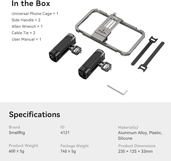 SmallRig Universal Phone Cage, Smartphone Video Rig Kit with Handles, Handheld Filmmaking Vlogging Case Stabilizer for Videomaker, for iPhone for Samsung for Pixel and Other Android Phones