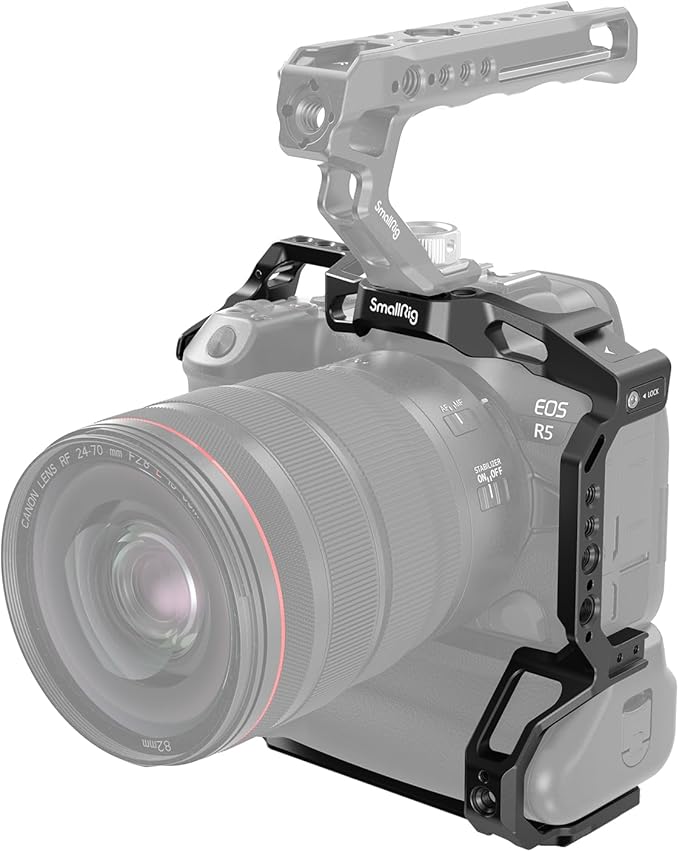 SmallRig R5 / R6 Camera Cage for Canon R5 / R6 with BG-R10 Battery Grip, Aluminum Alloy Film Movie Making Camera Video Cage with Shoe Mount 3464B