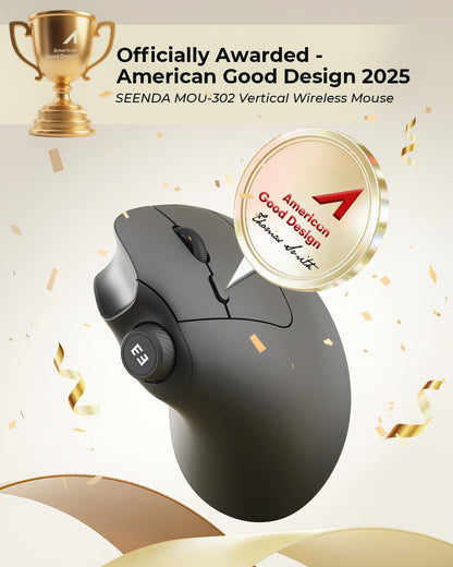 seenda MOU-302 Wireless Bluetooth Ergonomic Vertical Mouse with Volume Knob