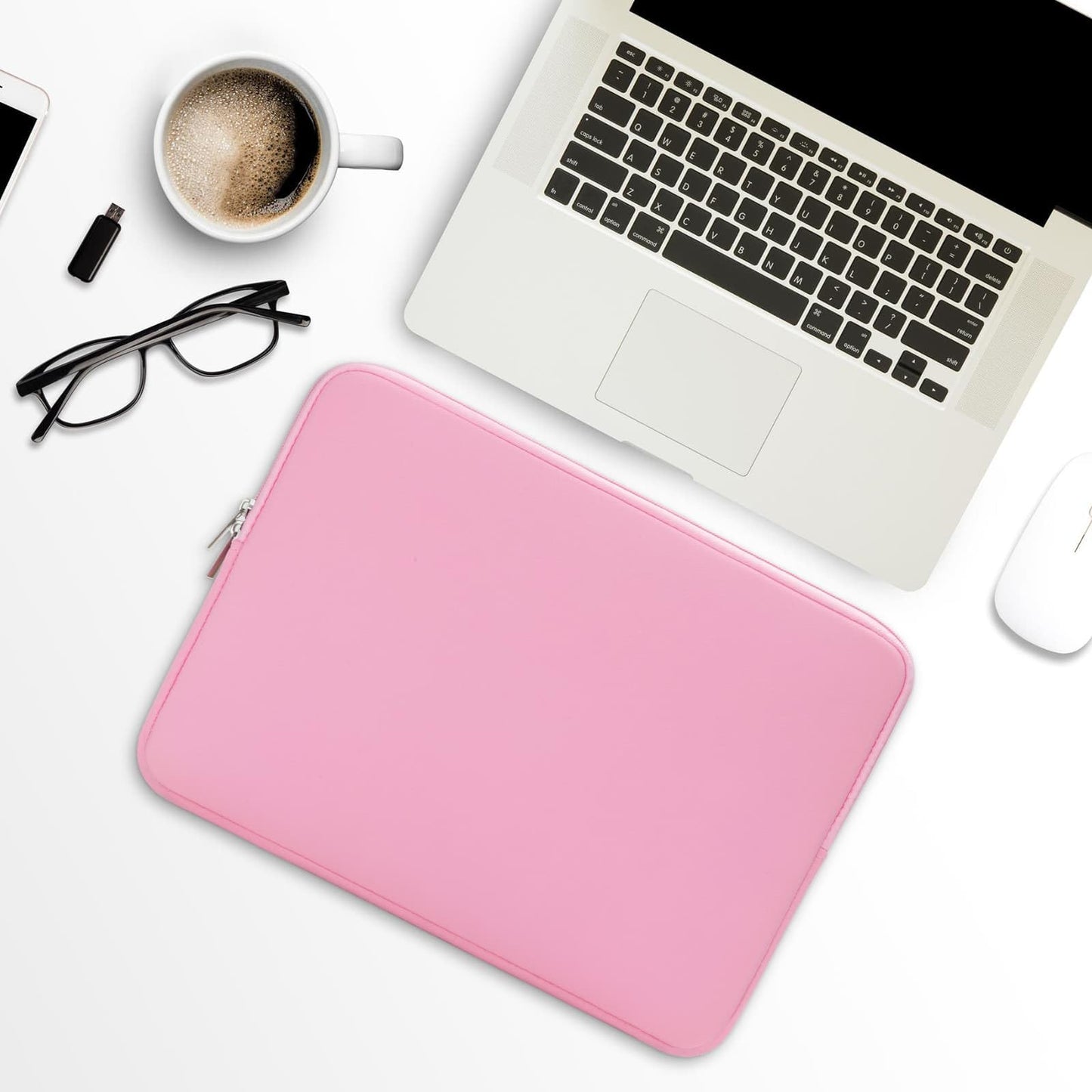 RAINYEAR 15.6 Inch Laptop Sleeve Case Soft Lining Padded Cover, Pink