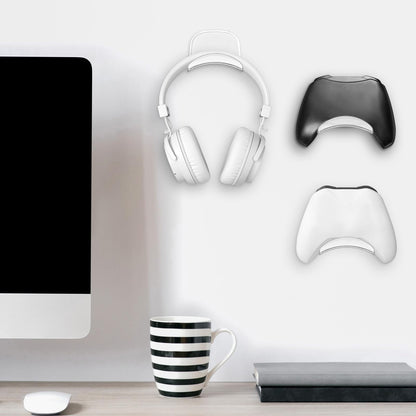 Wonderjune 30 Pcs Headphone Hanger Holder Desk Adhesive Headphone Hook Graduation Wall Hook Mount Strong Universal Acrylic Holder Hooks for General Purpose Game Earphone Controller(Clear)
