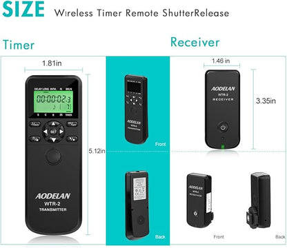 AODELAN Wireless Remote Control Shutter Release Timer intervalometer for Canon EOS RP, 90D, 80D, Rebel T6, SL2, 6D II, 5D IV, SX70 HS; Fujifilm GFX 50R, X-T3; Olympus OM-D E-M1 Mark II; Pentax K-1 II