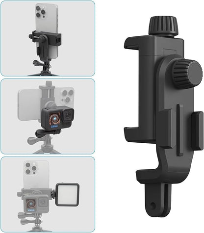 Suptig Phone Holder for Tripod, Action Camera Tripod Mount Adapter Compatible for iPhone, Gopro, DJI Action, Insta 360, Akaso, Mic, LED Light Photography Accessories