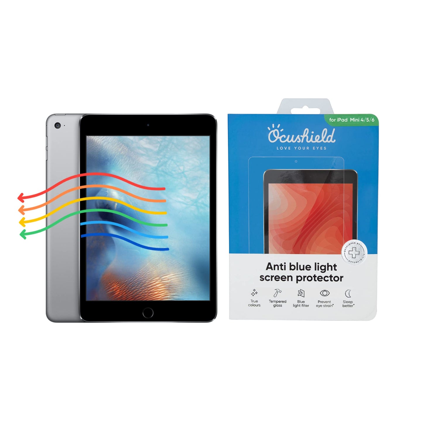 Ocushield Anti Blue Light Tempered Glass Screen Protector for Apple iPad Mini 4/5 (8") - Blue Light Filter for iPad - Anti Glare - Protect Your Eyes & Improve Sleep