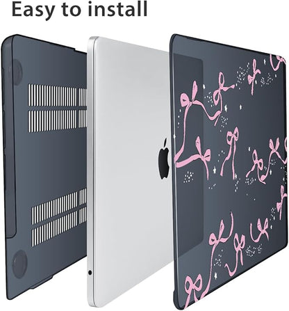 Compatible with MacBook Air 13.6 inch Case 2025 2024 2023 2022 Release M4 A3240 M3 A3113 M2 A2681 with Touch ID, Plastic Hard Shell Case&Keyboard Cover&Screen Protector&Webcam Cover, Bows-b
