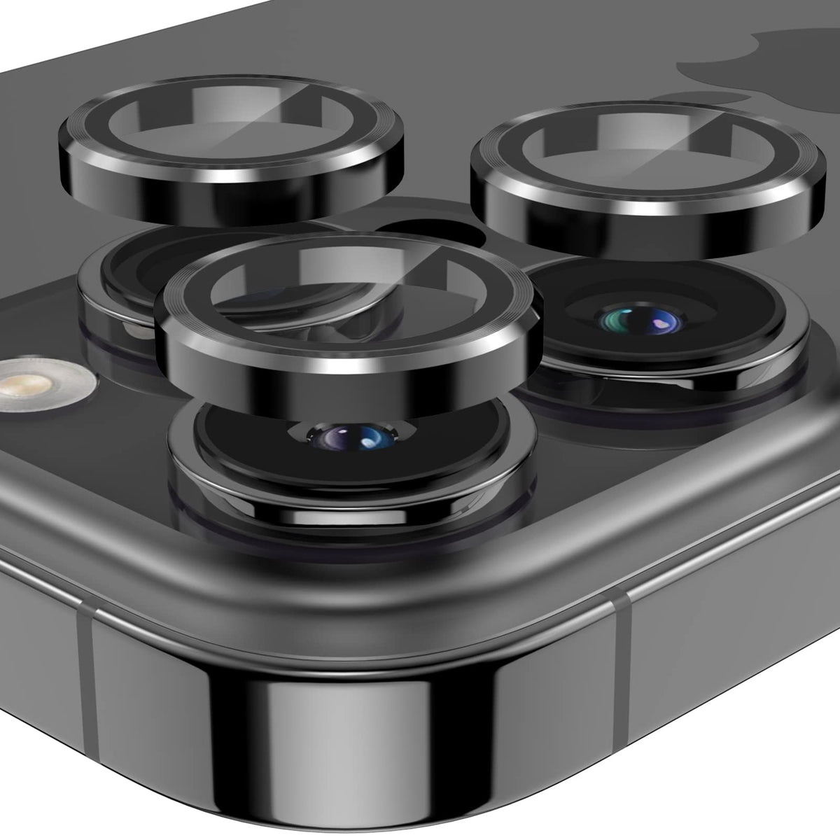 YWXTW CameraLens Protector,[1 Step Installation Tray] Tempered Glass Screen Metal Individual Cover Accessories Case Friendly (Blue Titanium) (iPhone 15 Pro/15 Pro Max)