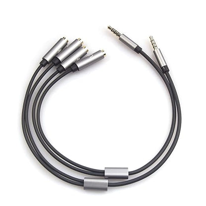 REXUS Grey 2-Pack 3.5mm Y Splitter Stereo Audio Cable 4-Pole Male to 2 Female for Headphone, Headset Splitter Adapter Extension Aux Cable, Compatible MobilePhone and New Version Laptop(M22F35Gx2)
