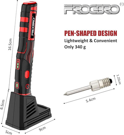 FrogBro Upgrade 11W 2500mAh Cordless Soldering Iron Kit, Max 968℉ Fast Heating Portable, USB Rechargeable High Capacity with Touch Sensor & LED Spotlight