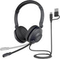 NUROUM HP21 USB Headset with Microphone for PC, AI Noise Cancelling Mic for Work, Wired Headset for Call Center/Office, Mute Button, USB-A/Type-C for Computer/Laptop/Desktop, Compatible w/Zoom/Teams