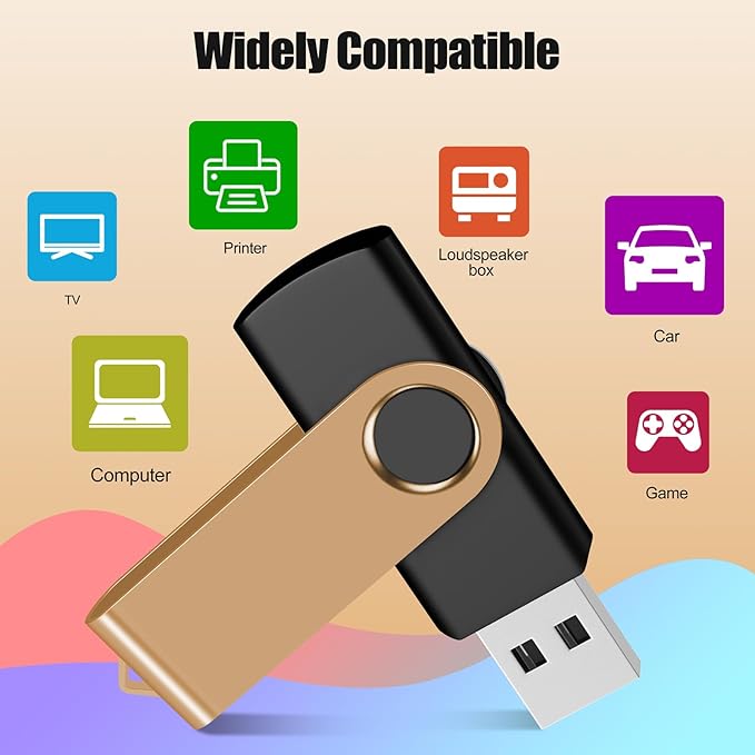 128MB 100-Pack USB Flash Drives Bulk EASTBULL USB 2.0 Thumb Drive,Gold