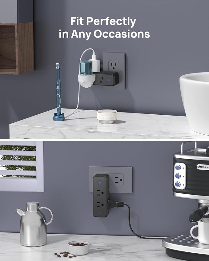 TROND Outlet Extender Surge Protector with 6 AC Plug Splitter