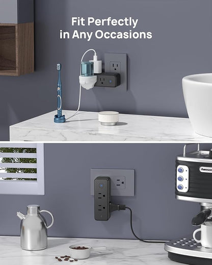 TROND Outlet Extender Surge Protector with 6 AC Plug Splitter