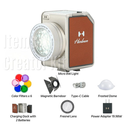 Harlowe Micro Portable Led Light for Photo and Video Recording 8W Bi-Color 2700K-6500K CRI/TLCI 96+ Soft Fill Lighting Kit for Studio and Travel Creators Micro Creator Kit