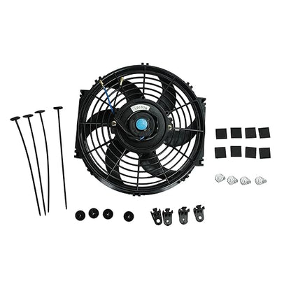 2PCS 10 Inch Universal High Performance Slim Fan Push Pull Electric Radiator Cooling Fan 12V 80W Mount Kit Black