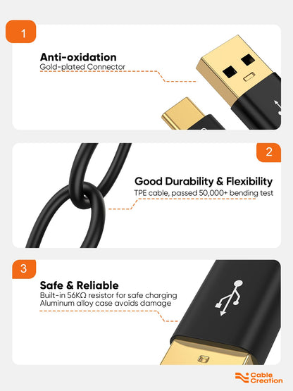 CableCreation USB C to USB A Cable 3FT,Type C to USB 3.1 3.2 Gen2 10Gbps