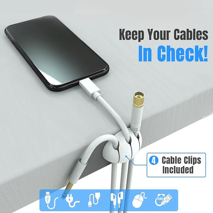 Large Cable Management Box, Cord Organizer to Hide Power Strip, Extension Cord, Surge Protector | Cord Hider Safe Box for Desk Organizers, Gaming PC, Computer, TV | White, Black Edition by Tokye®
