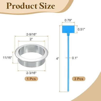 uxcell Desk Grommet, 2-3/16" (55mm) Zinc Alloy Cable Hole Cover Wire Cord Organizer with Marked Cable Ties for Home Office Desktop Wire, Silver Tone