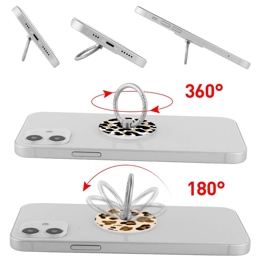 Bonoma Phone Ring Holder, 3 Pack Leopard Pattern Universal Finger Ring Stand Grip Kickstand Compatible with Smartphones and Tablets-Leopards