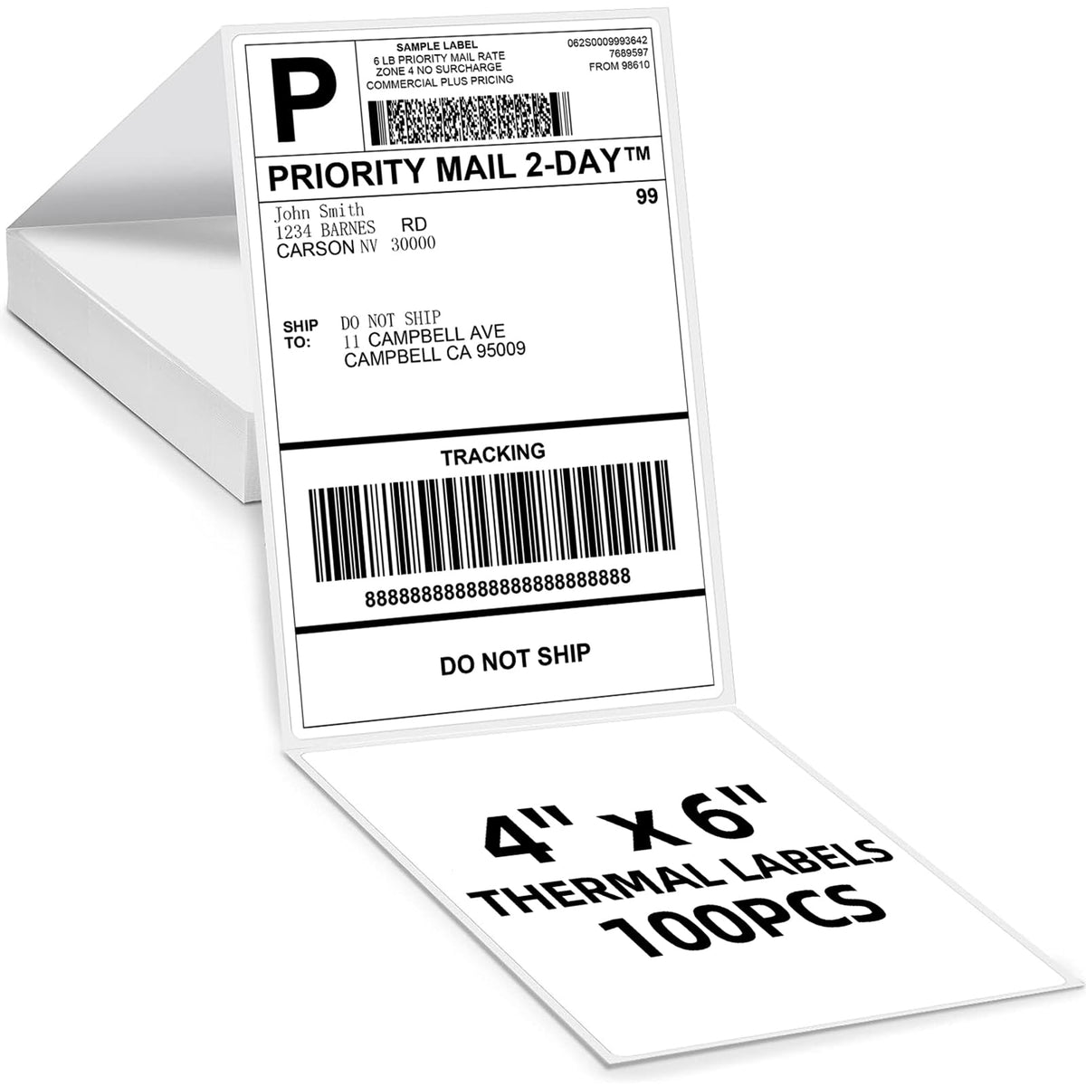Omezizy 4x6 Thermal Shipping Label 1000pcs (Pack of 2 Roll 500 4x6 Labels)