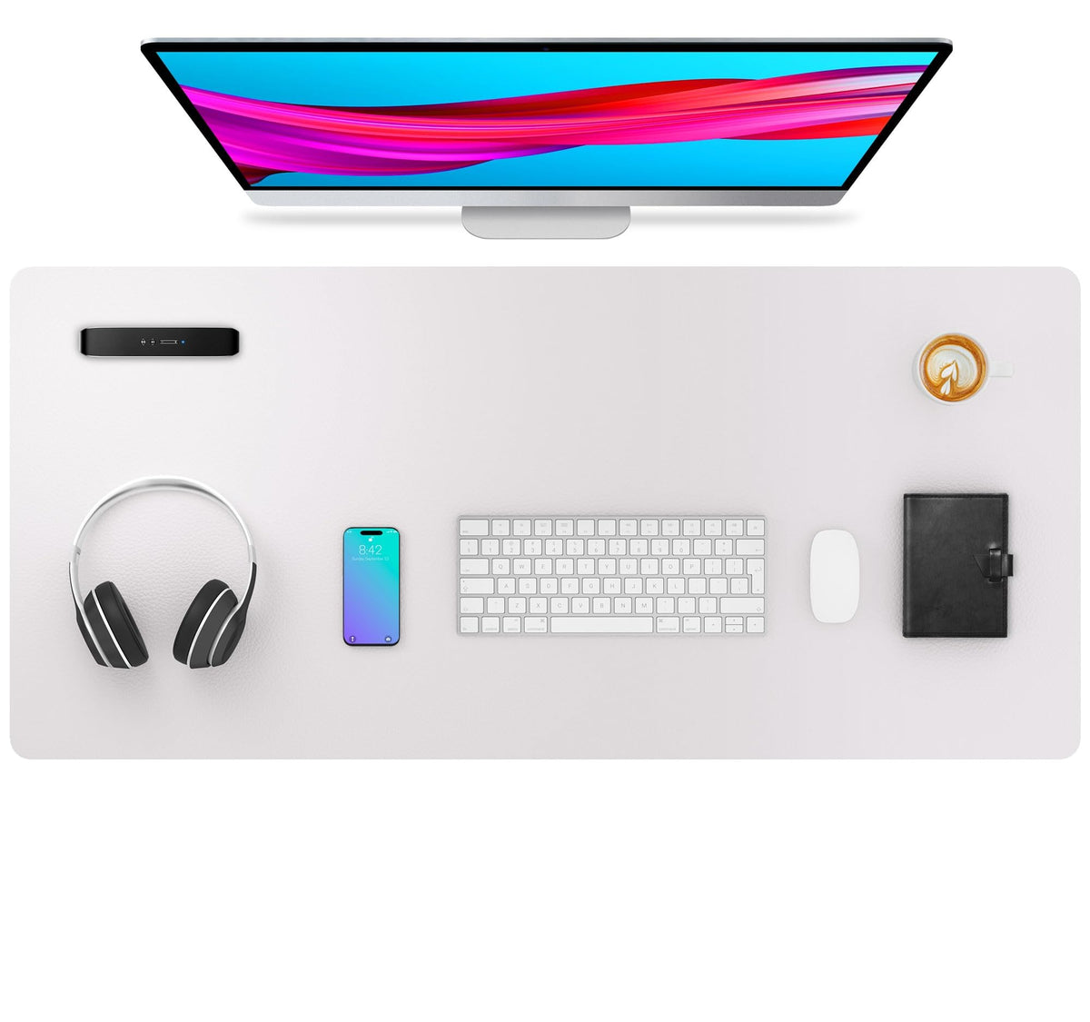 Aothia Leather Desk Pad Protector, Mouse Pad, Office Desk Mat, Non-Slip PU Leather Desk Blotter, Laptop Desk Pad, Waterproof Desk Writing Pad for Office and Home (Gray,36" x 17")
