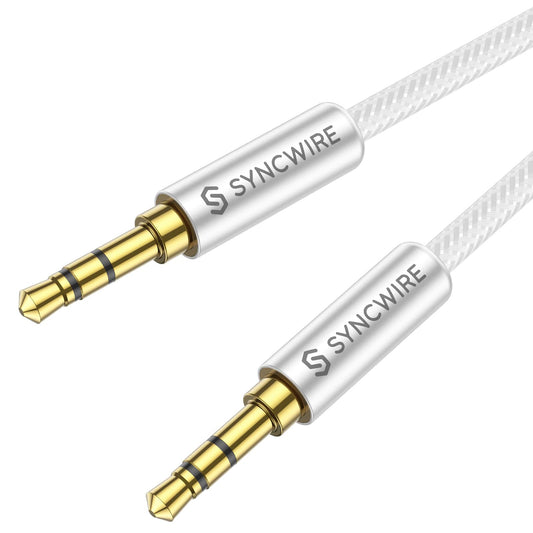 SYNCWIRE 3.5mm Aux Cable (9.8ft/3m) Hi-Fi Sound Nylon Braided Auxiliary Audio Cable Adapter Male to Male AUX Cord for Headphones, Car, Home Stereos, Speaker, iPhone, iPad, iPod, Echo & More Black