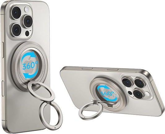 SYNCWIRE for MagSafe Ring Phone Holder, 360° Rotation Magnetic Cell Phone Grip Dual-Sided Magnets Phone Ring Kickstand Compatible with iPhone 17 16 15 14 13 12 Pro Max MagSafe, Android, Samsung etc.