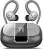 Wireless Earbuds Bluetooth 5.3 Headphones Sports, 48Hrs Playtime Bluetooth Earbuds with CVC 8.0 Mic, Stereo Bass Over Ear Bud with Earhooks, LED Display, IP7 Waterproof Earphon for Running Gray