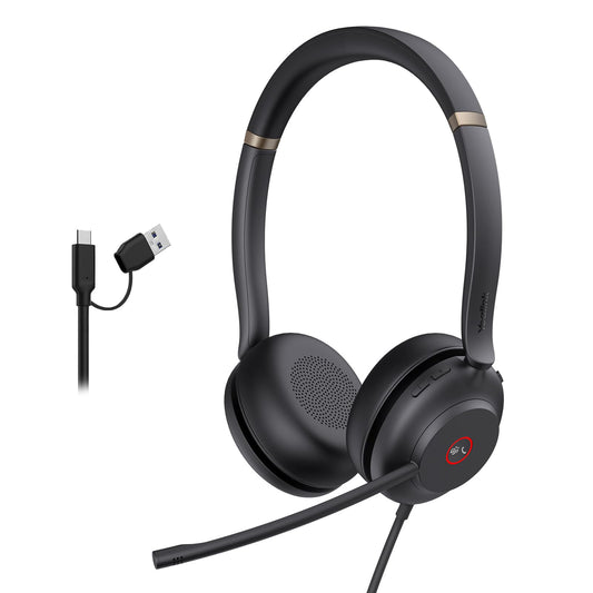 Yealink UH37 USB Headset with Noise Cancelling Mic Wired Headphone for PC