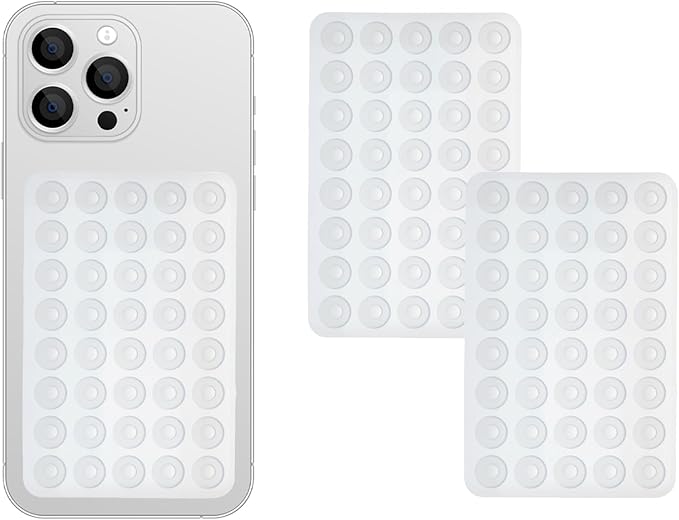 SHENGXIN 2 Pack Silicone Double-Sided Suction Grip – 40 Cups per Side, Strong Hold for iPhone, Galaxy, Pixel, Android – Hands-Free for Selfies & Videos (Pink)