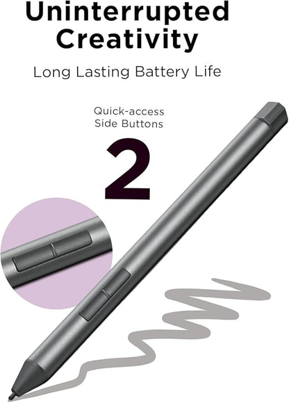 Lenovo Digital Pen 2 (Laptop) - Ultra-Tactile Response - 4,096 Levels of Pressure - Natural Feel Elastometer Pen Tip - Extended Battery Life - Silver, Grey