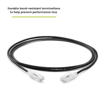 TRUECABLE Cat6 Component Rated Patch Cable, Unshielded (U/UTP), 7ft, Black, 28AWG Solid Copper, Snagless 10G High-Speed Ethernet Cable, PoE++ 4PPoE 100W, UL Listed, RoHS-3, 1 Pack