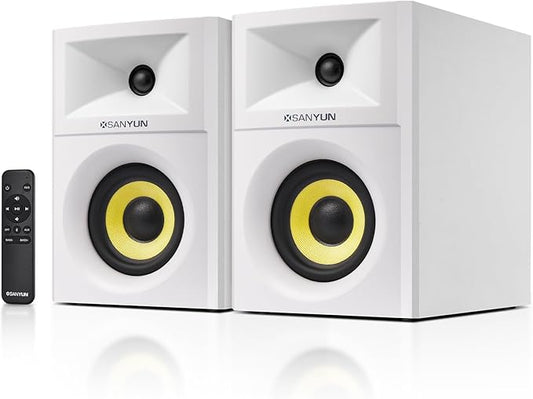 Sanyun SW205 2.0 Bookshelf Speakers, Room-Filling Expanded Stage, Dual-DSP