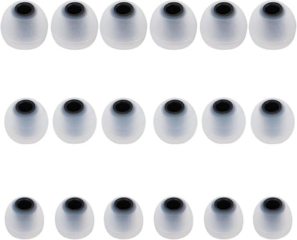 Silicone Replacement Earbud Tips Earbud Covers Fit for in-Ear Headphones (Inner Hole 3.8mm -5.1mm) Earbud Replacement Tips Earbud Rubber Tips 9 Pairs S/M/L, transparent/Black