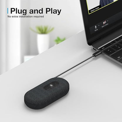 USB Speakerphone, Conference Computer Speakers with Microphone for Home Office Calls, 360 Degree Enhanced Voice Pickup, Noise Reduction, Echo Cancellation, Compatible with Zoom, Teams, Skype