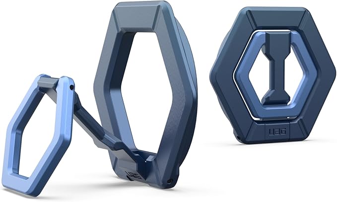 URBAN ARMOR GEAR UAG Magnetic Ring Stand Compatible with MagSafe Magnet, Removable Metal Finger Ring Grip 360 Rotation Adjustable Kickstand for iPhone 16/15, Galaxy S25, S24, Mallard/Bright Blue