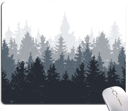 Forest Mouse Pad - Square Waterproof Non-Slip Rubber Base for Office Laptop, 9.5"x7.9"x0.12" Inch (Watercolor Forest)